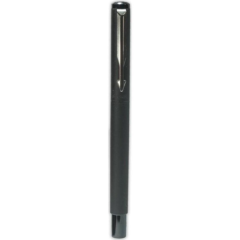 Parker Vector Rollerball Matt Black pen, with black ink.