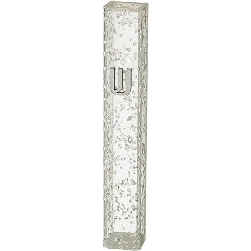 Perspex Mezuzah 12 cm - Glitter White