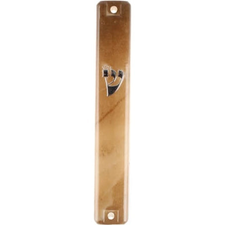 Plastic Mezuzah 10cm- 3d Metallic Paint- Marble.