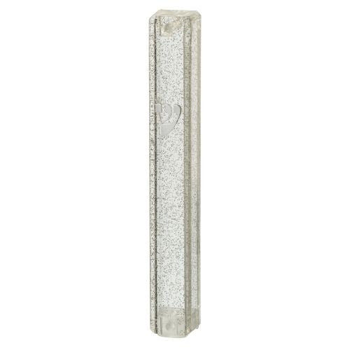 Plastic Mezuzah 20 cm Dotted SLV with Rubber Cork and letter Shin