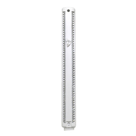 Plastic Mezuzah with Rubber Cork 15cm- White, Inlaid with Stones