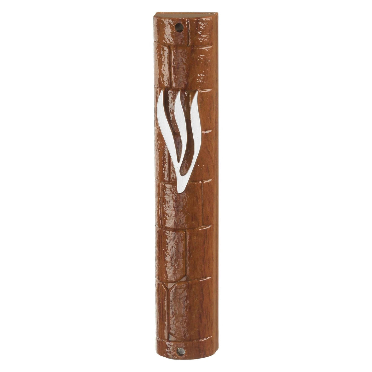 Plastic Mezuzah WOOD PAINTED with Rubber Cork 15 cm- "The Kotel" with the letter Shin