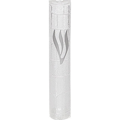 Plastic Transparent Mezuzah with Rubber Cork 15 cm- "The Kotel" with Silver Shin