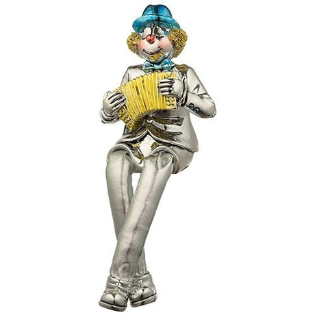 Polyresin Clown Figurine With Cloth Legs 12 Cm- Accordion Player