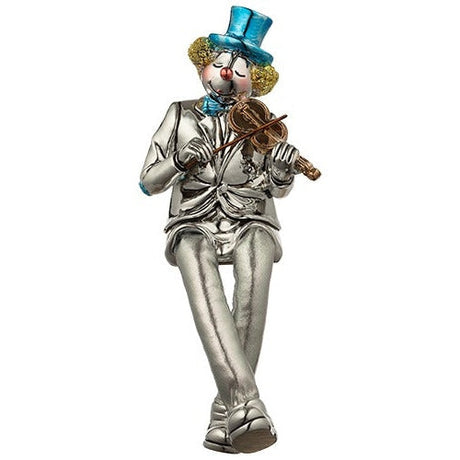 Polyresin Clown Figurine With Cloth Legs 12 Cm- Violin Player