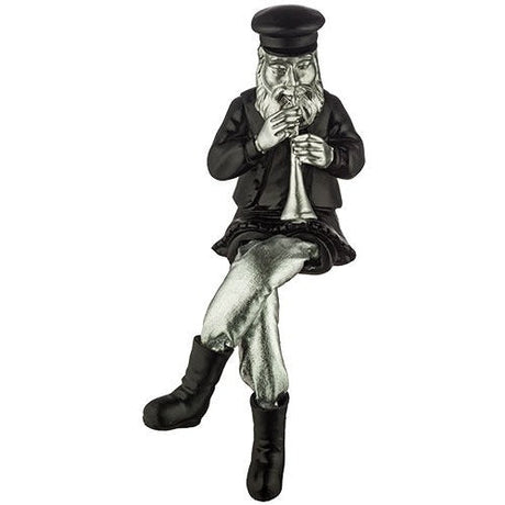 Polyresin Sitting Hassidic Figurine with Cloth Legs 25 cm- Clarinet Player