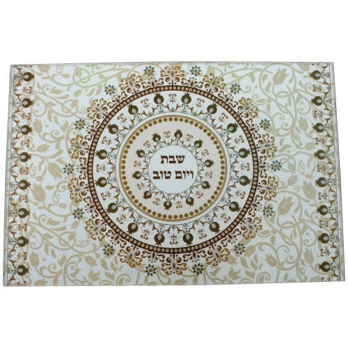 Reinforced Thick Glass Challah Tray 25x37 Cm - Brown