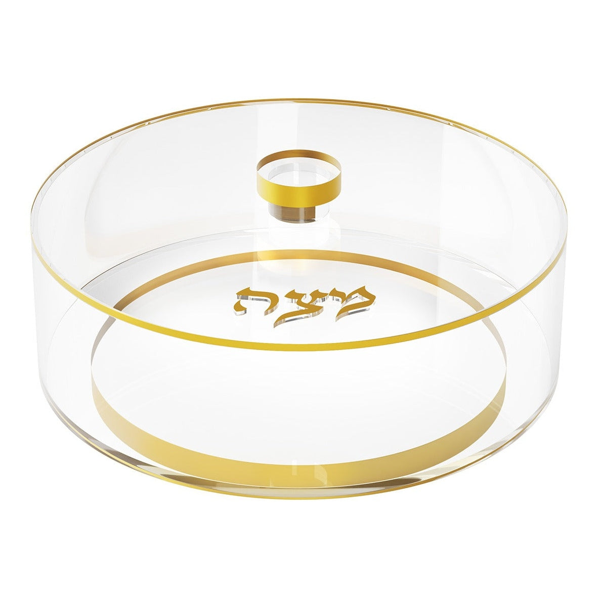 Round Matzah Box with Base - Gold