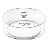 ROUND MATZAH BOX WITH BASE – SILVER