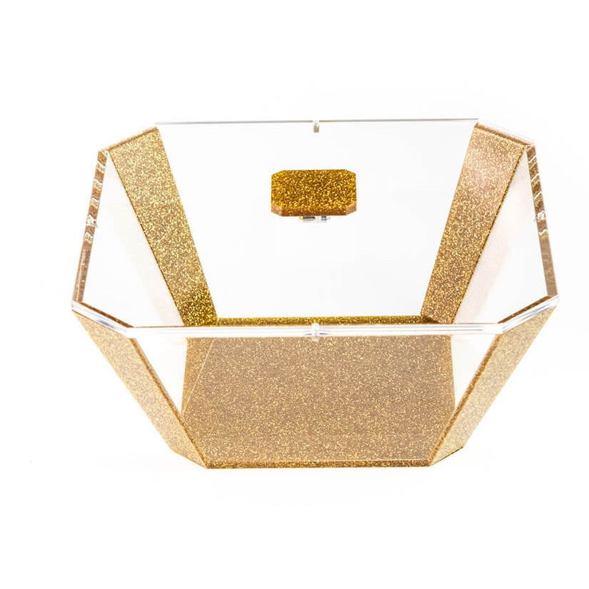 Salad Bowl With Lid Gold Glitter Small