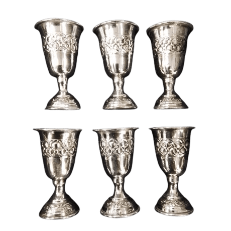 SET OF 6 CUPS SILVER DIPPED