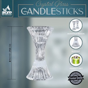 Crystal Candlesticks 5" Pinched Fluted Cylinder