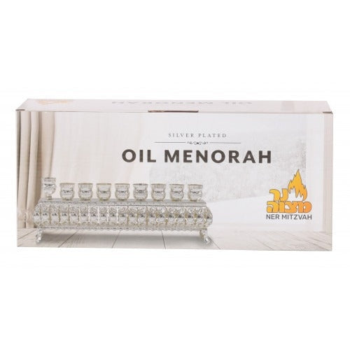 Silver-Plated Low-Lying Oil Menorah