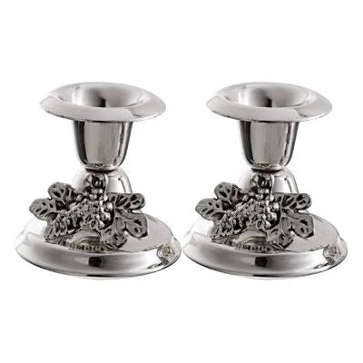 Silver Plated Mini Candle Stick Set Grapes 2.5 In