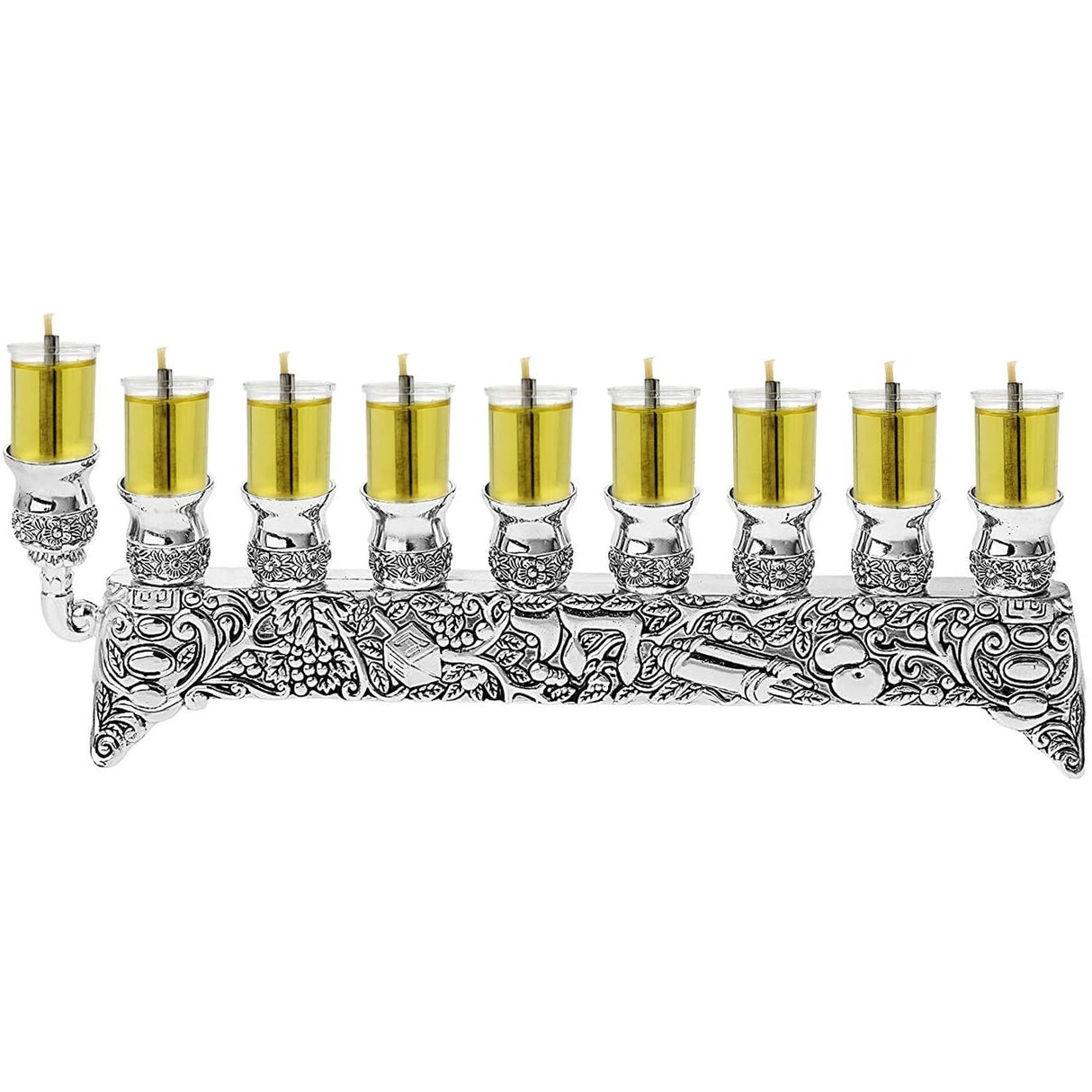 Silver Plated Strip Menorah for Candles or Oil