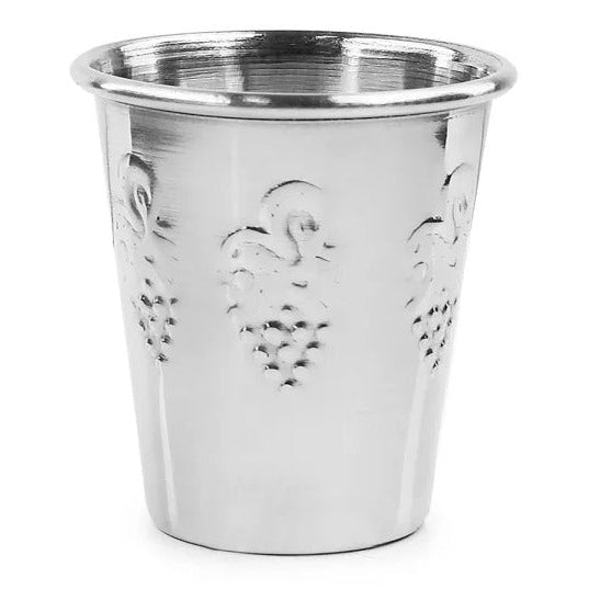 Small Kiddush Cup 3.5 Oz. Stainless Steel Grape 2.5" 3.04 Oz 90 Ml