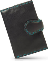 Visconti Leather Card Holder - Card Holder for Men and Women - Wallet RFID - Black Aqua (SP41)