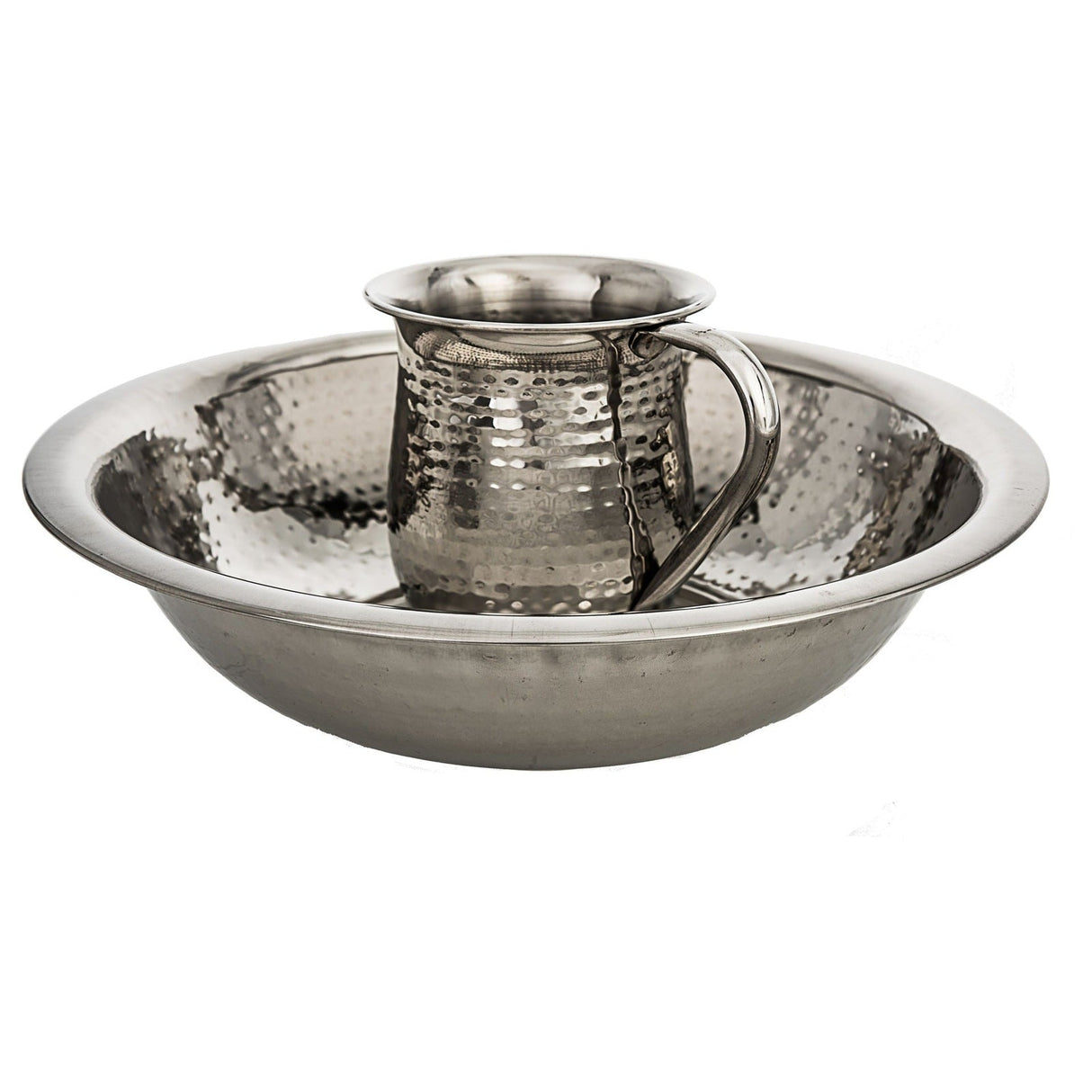 STAINLESS STEEL HAMMERED WASH CUP AND BOWL