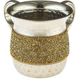 Stainless Steel Washing Cup 13 cm Set with Golden Stones