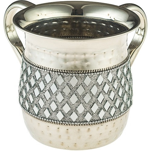 Stainless Steel Washing Cup 13 cm Set with Silver Stones