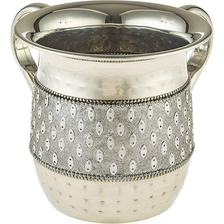 Stainless Steel Washing Cup 13 cm Set with Silver Stones