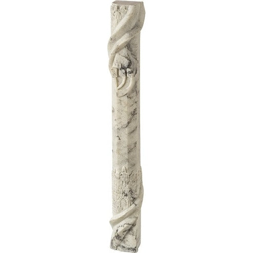 Stone-Like Mezuzah 15 cm- White Marble