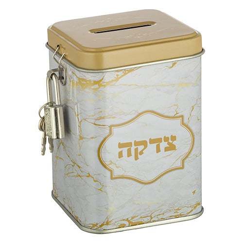 Tin Tzedakah Box 10 cm - Marble