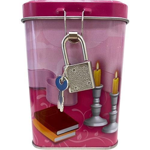 Tin Tzedakah Box 10 cm- Pink Color