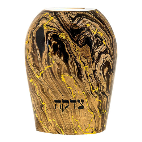 Tzedakah box Gold Abstract with Gold Flares