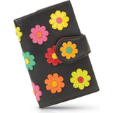 Visconti Leather Card Holder - Card Holder for Men and Women - Wallet RFID - Black Daisy DS84