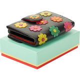 Visconti Leather Card Holder - Card Holder for Men and Women - Wallet RFID - Black Daisy DS84