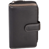 Visconti Leather Wallet - Women's Brace Wallet - RFID - Leather - 18 Cards - Colorado Collection - Black/Taupe CD22 TP