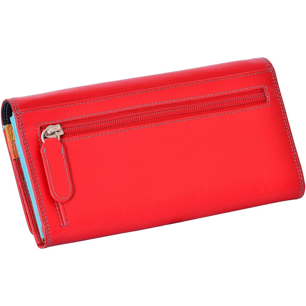 Visconti Spectrum 36 Ladies Soft Leather Wallet Large 7" x 4" x 1", Red/multi-coloured