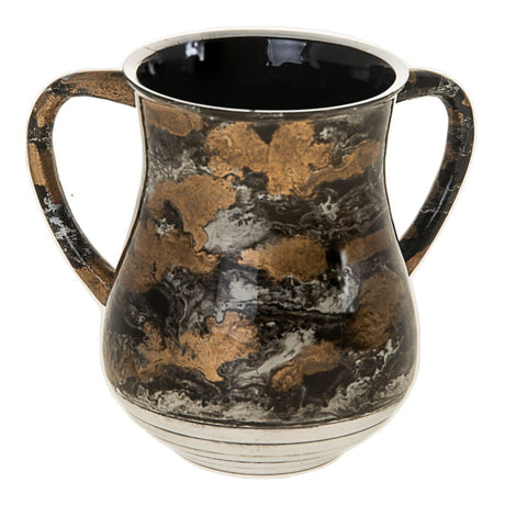 WASH CUP BLACK AND GOLD ENAMEL