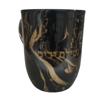 Wash Cup Brown with Gold Veins Stainless