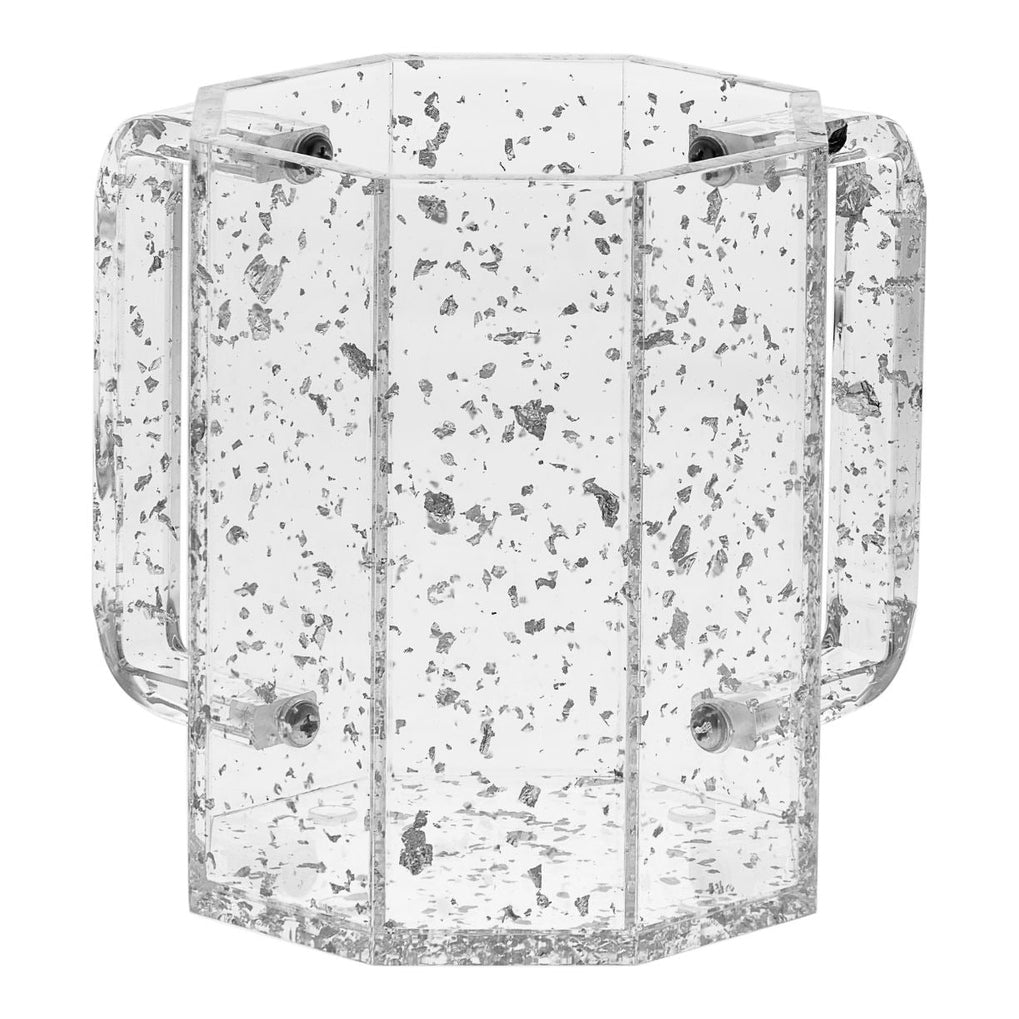 Wash cup Lucite Hexagon Silver