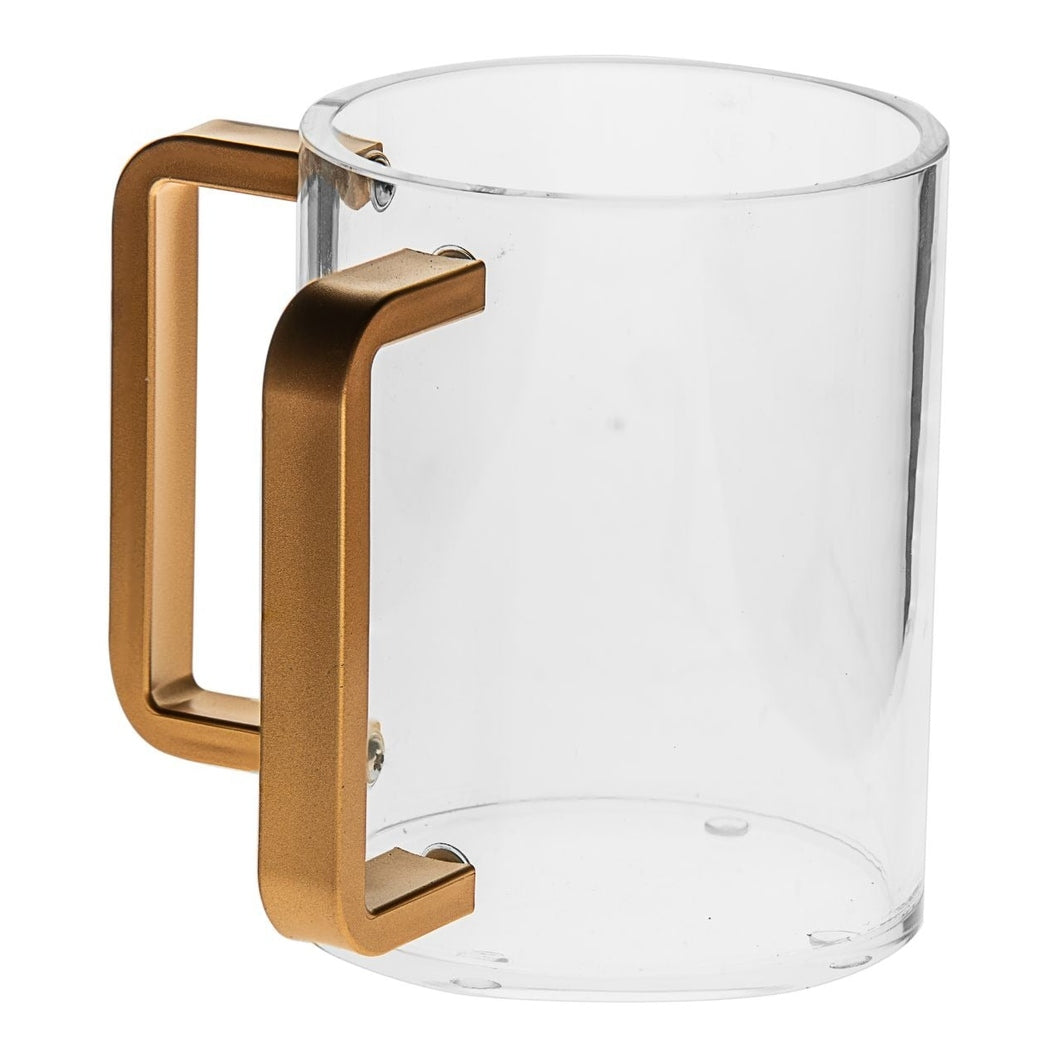 Wash Cup Lucite with Gold Handle Matt