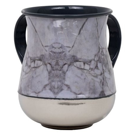 Washing Cup Marble Silver & White