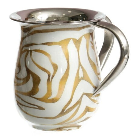 Washing Cup - Stainless Steel - White & Gold