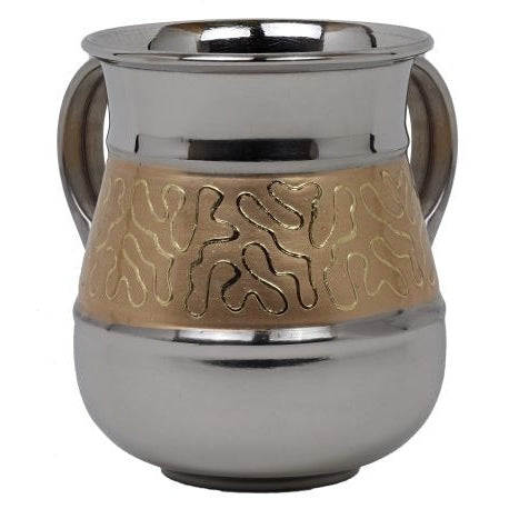 Washing Cup Stainless Steel With Gold Designs