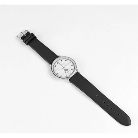 "Watch With Aleph Bais" Black Handle Black 'N White Face Silver Rim