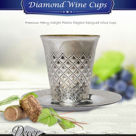 Diamond - 5 Elegant Silver Wine cups and saucers 150ml / 5oz