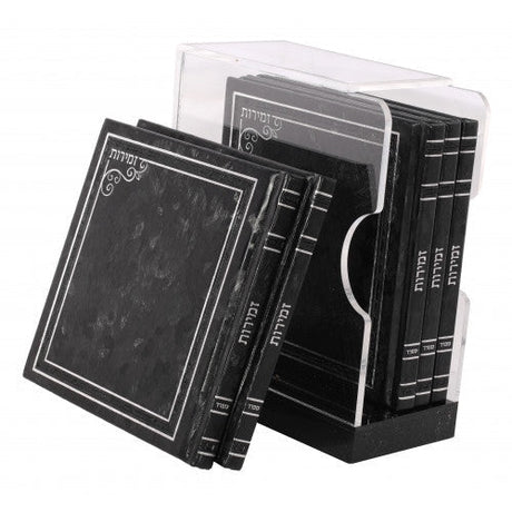 Zemiros Shabbos SET Square PU Booklet Black 5.5" x 5.5"