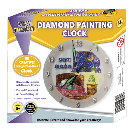 Zisa Chlomos Diamond Painting Clock with Glow in the Dark Handles and Numbers